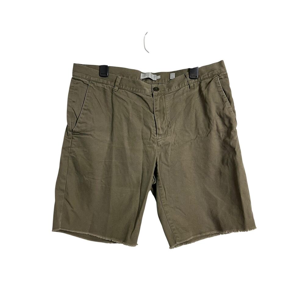 Vince Chino Shorts Mens 36 Green Cotton Canvas Raw Hem Flat Front Casual
